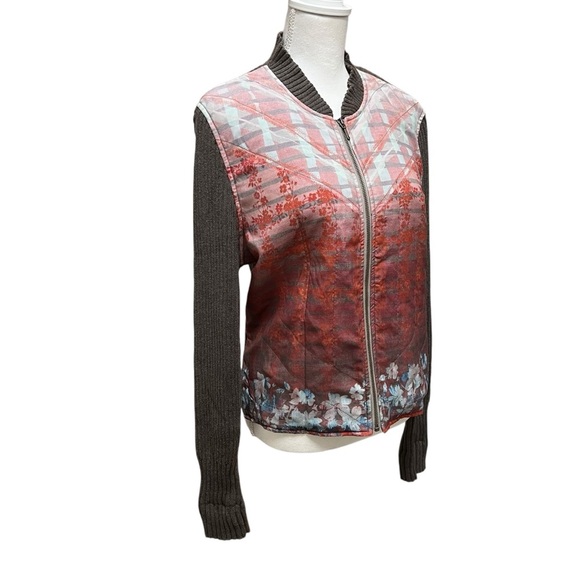 Sundance Southwestern Floral Sweater Silk Panel Bomber Jacket Womens XL Bohemian - Picture 14 of 14